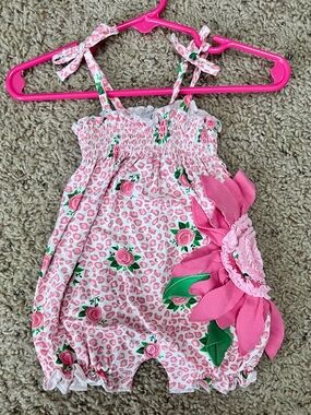 Mud Pie Pink Rose Bubble Romper